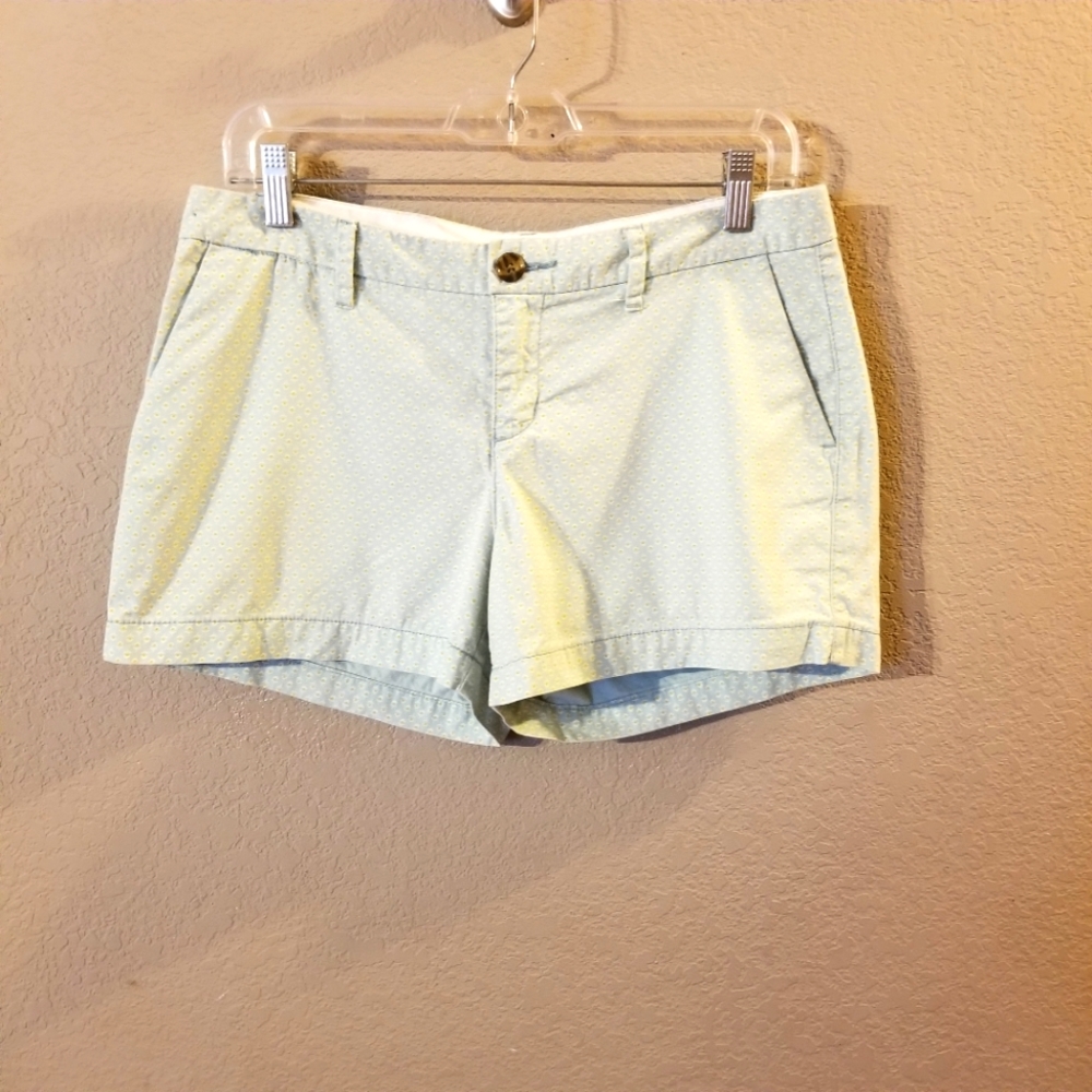 Old Navy Womens Cotton Shorts Light Blue w/ Yellow/White Flowers Size 2